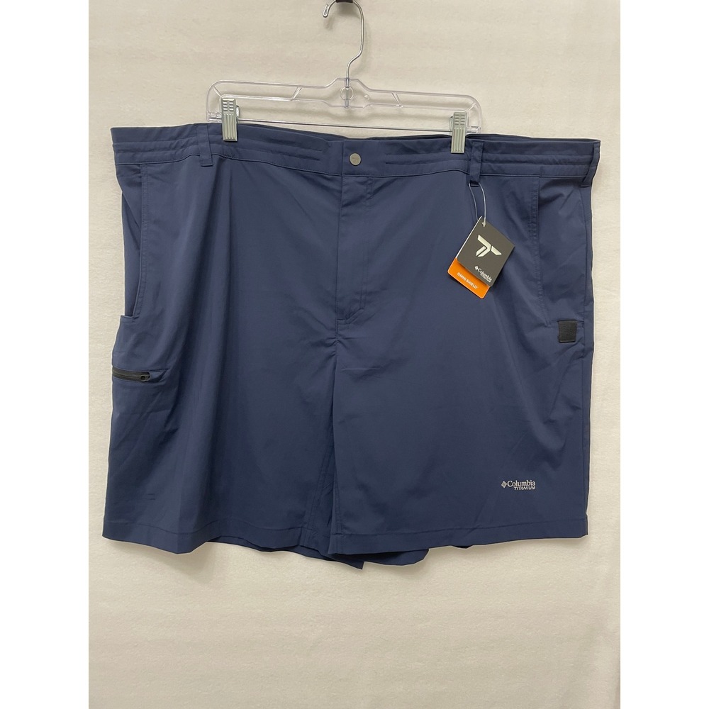 New Columbia Titanium Wanoga Shorts Mens size 48W 9" Navy Blue Hiking Outdoor
